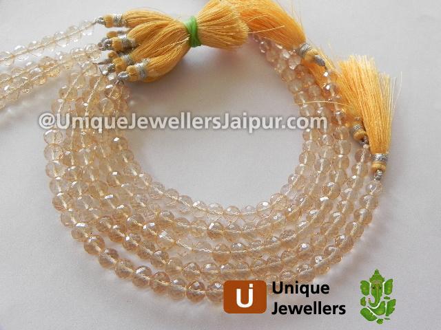 Apricot Yellow Quartz Faceted Round Beads